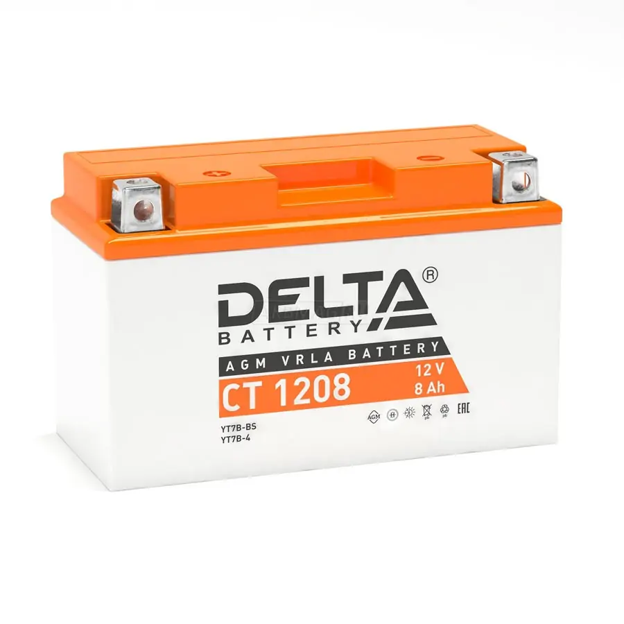 Аккумулятор Delta CT1208 8 А/ч ( YT7B-BS,НЕ7И-4,YT9B-BS ) п.п Ток 110А (150*66*94)