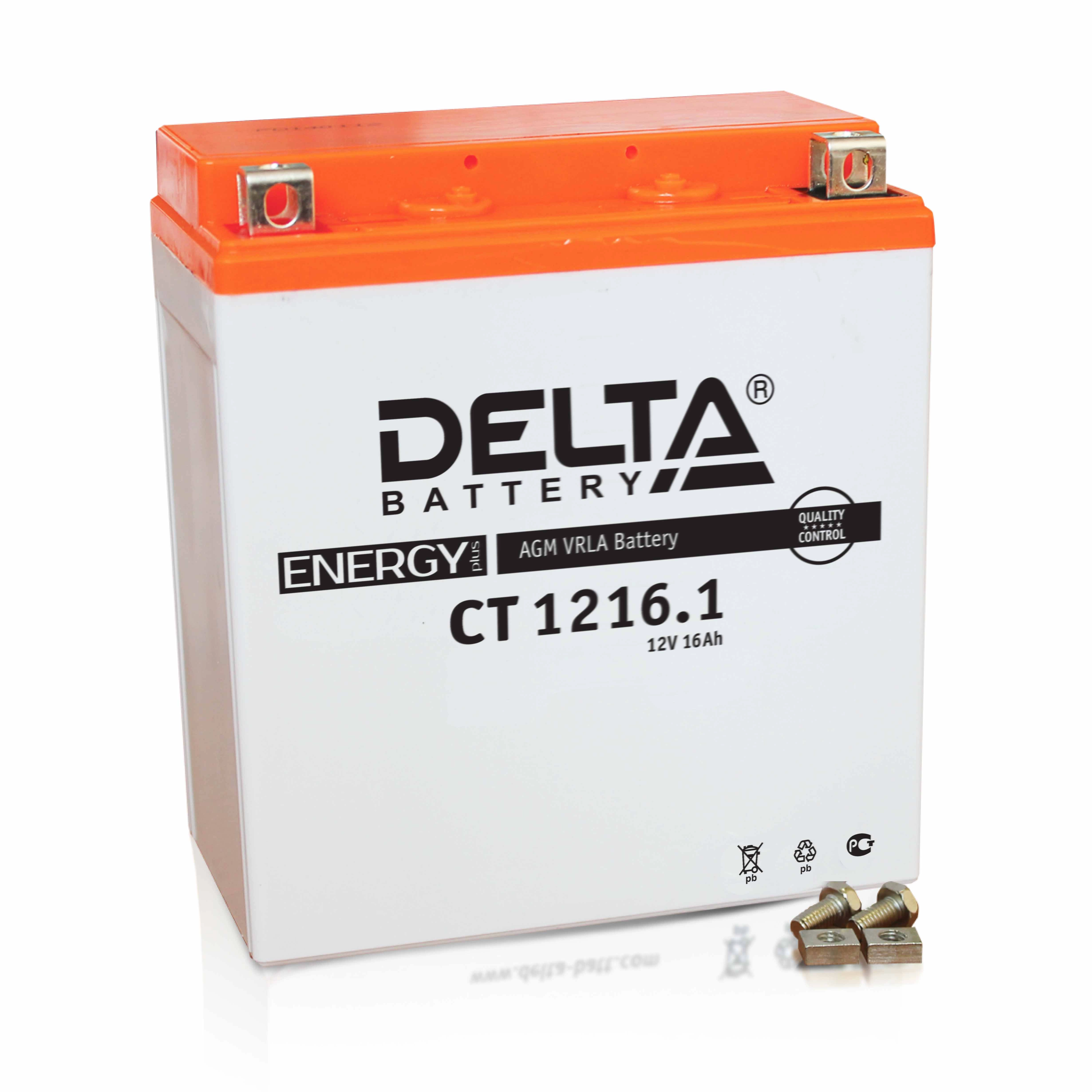 Аккумулятор Delta CT1216.1 16А/ч ( YTX16-BS,YB16B-A ) п.п Ток 230А (151*88*164)