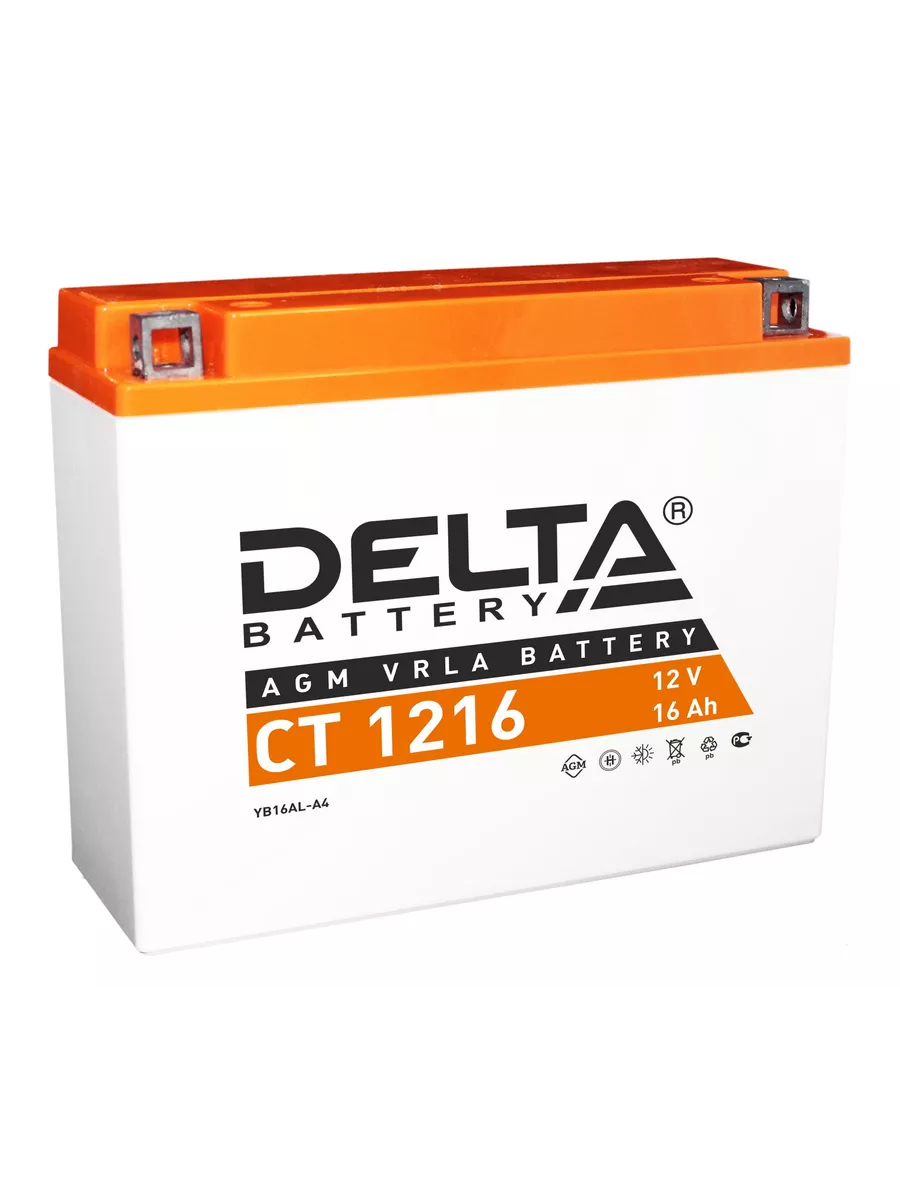 Аккумулятор Delta CT1216 16А/ч ( YB16AL-A2 ) о.п Ток 200А (205*70*162)